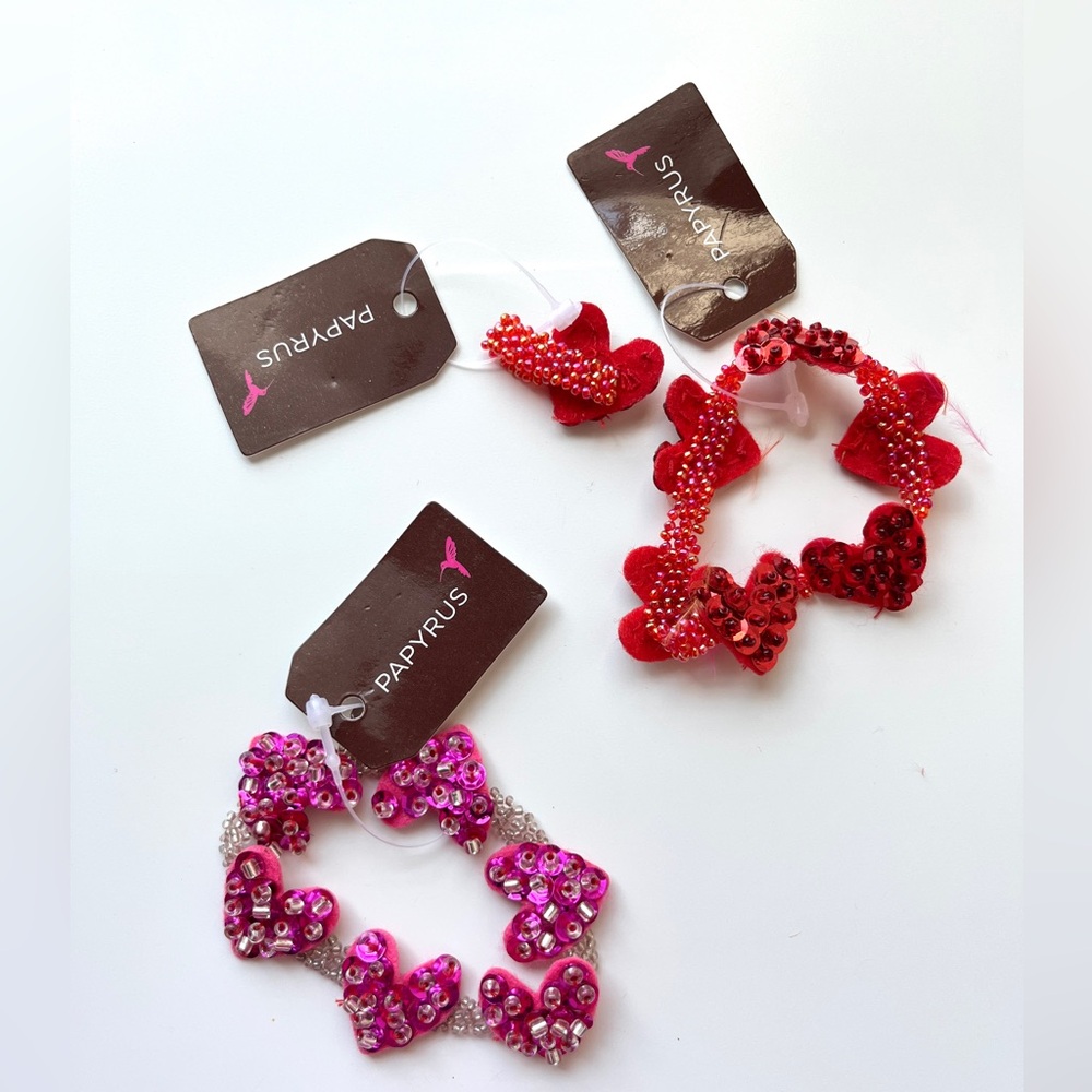 Papyrus beaded heart bracelet & ring set